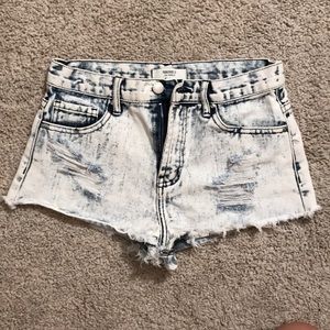 Bleached washed shorts